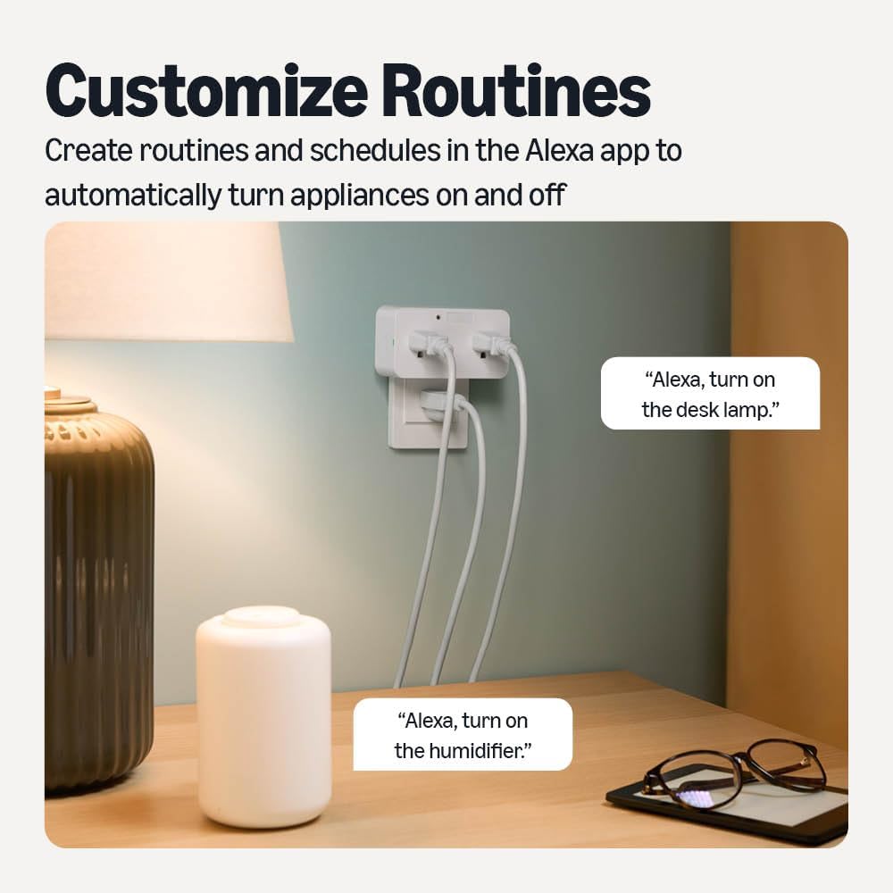 Dual Smart Plug with Motion Sensor and Night Light, Works with Alexa Only, 2.4 GHz Wi-Fi, No Hub Required, 4.33 x 2.36 x 1.38 in, White - Image 5