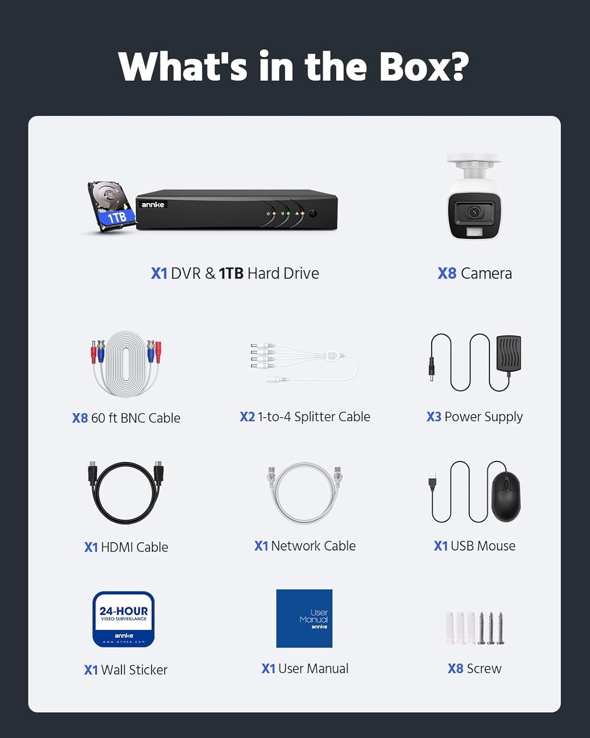 ANNKE 3K Lite Wired Security Camera System with AI Human/Vehicle Detection, H.265+ 8CH Surveillance DVR with 1TB Hard Drive and 8 x 1080p HD Outdoor CCTV Cameras, Color Night Vision, Smart Dual Light - Image 9