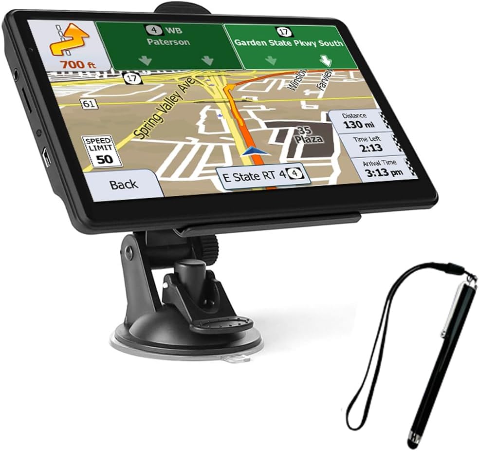 GPS Navigator for Car Truck RV, GPS 7-inch Touch Screen with Clear Display, Multimedia Player, Latest 2025 Car GPS Map, Automatic Voice and Image Prompts for Speed,Dangerous Objects
