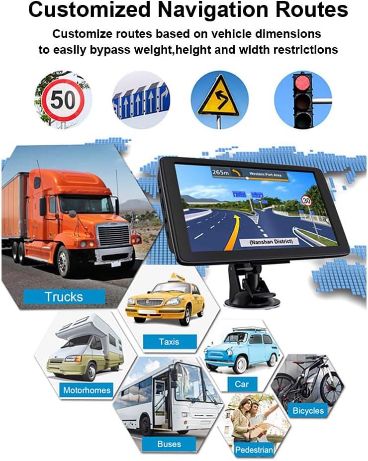 GPS Navigator for Car Truck RV, GPS 7-inch Touch Screen with Clear Display, Multimedia Player, Latest 2025 Car GPS Map, Automatic Voice and Image Prompts for Speed,Dangerous Objects - Image 2