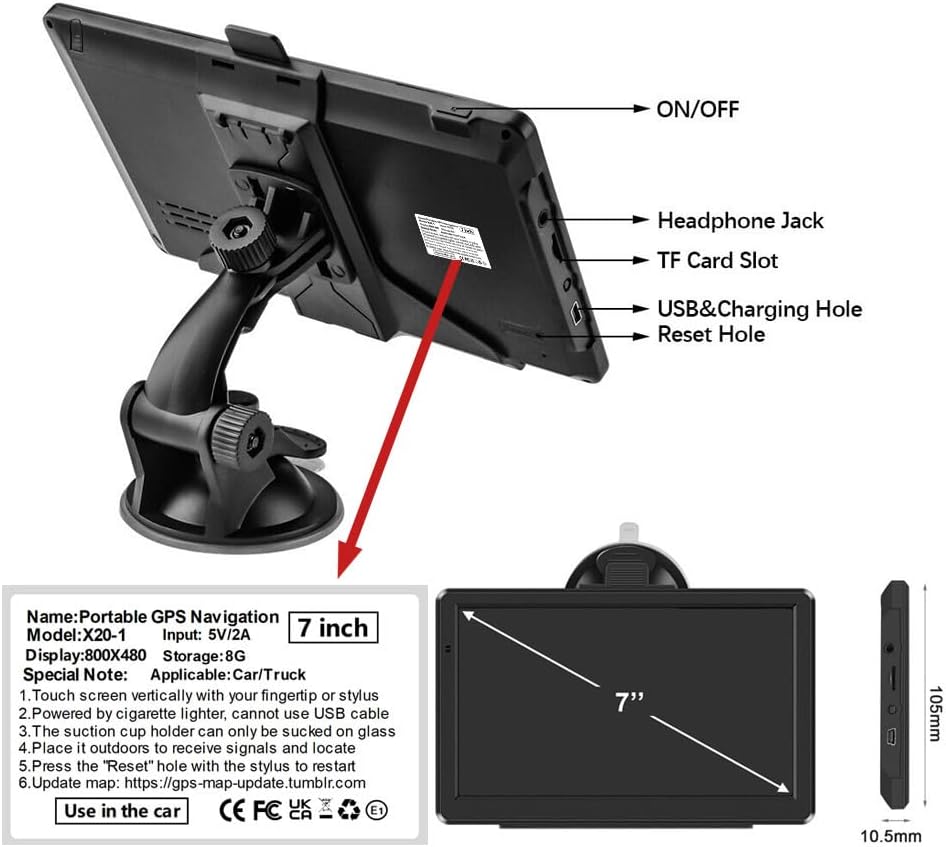 GPS Navigator for Car Truck RV, GPS 7-inch Touch Screen with Clear Display, Multimedia Player, Latest 2025 Car GPS Map, Automatic Voice and Image Prompts for Speed,Dangerous Objects - Image 3