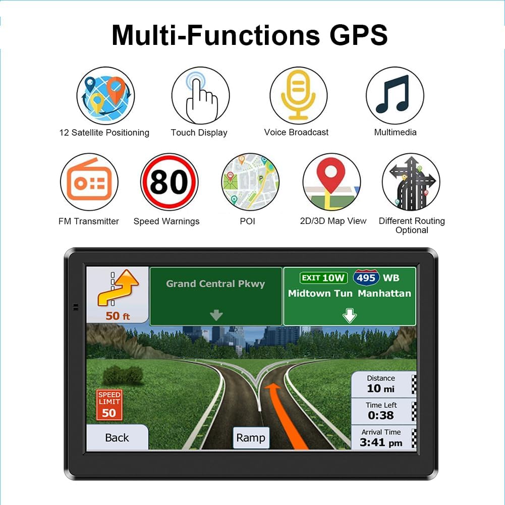GPS Navigator for Car Truck RV, GPS 7-inch Touch Screen with Clear Display, Multimedia Player, Latest 2025 Car GPS Map, Automatic Voice and Image Prompts for Speed,Dangerous Objects - Image 6