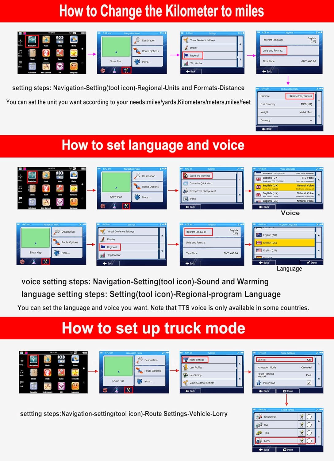 GPS Navigator for Car Truck RV, GPS 7-inch Touch Screen with Clear Display, Multimedia Player, Latest 2025 Car GPS Map, Automatic Voice and Image Prompts for Speed,Dangerous Objects - Image 7