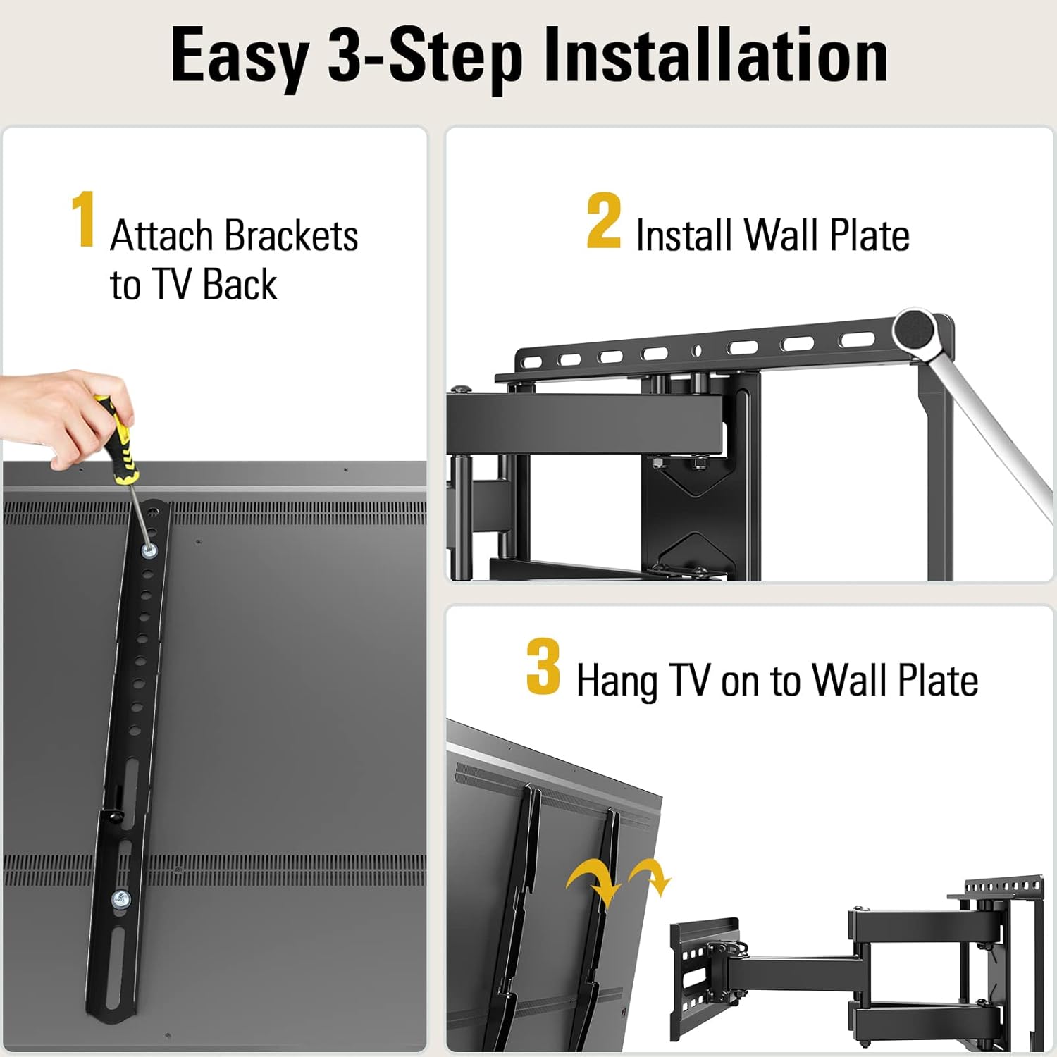 Mounting Dream TV Wall Mount for 32-65 Inch Television,Mount with Swivel and Tilt, Full Motion Bracket with Articulating Dual Arms, Fits 16inch Studs, Max VESA 400X400 mm, 99lbs, MD2380 - Image 8