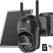 SEHMUA 4G LTE Cellular Solar Security Camera Wireless Outdoor, No WiFi Solar Powered Camera, 360° Live View, 2K Color Night Vision, PIR Motion Sensor, 2 Way Talk, Built in SIM Card