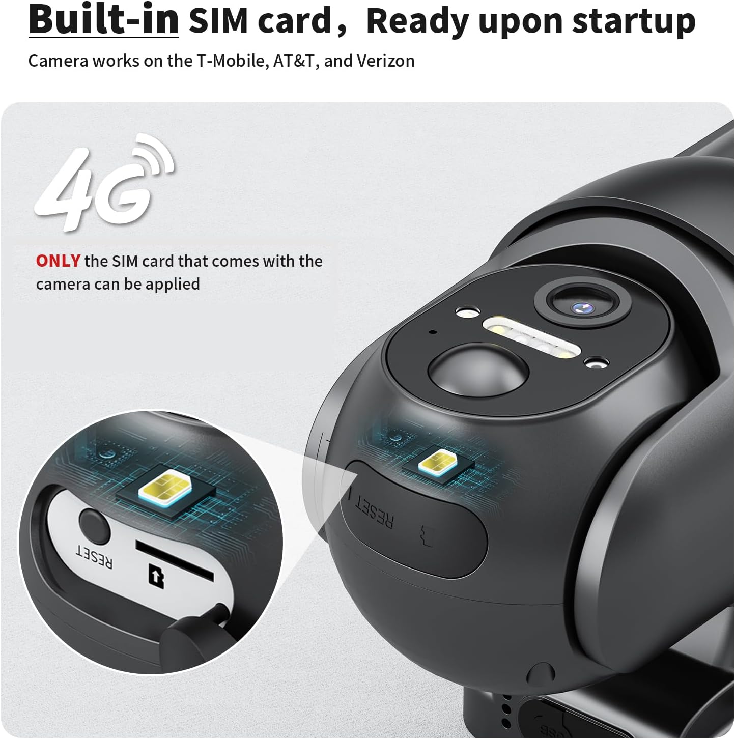 SEHMUA 4G LTE Cellular Solar Security Camera Wireless Outdoor, No WiFi Solar Powered Camera, 360° Live View, 2K Color Night Vision, PIR Motion Sensor, 2 Way Talk, Built in SIM Card - Image 3