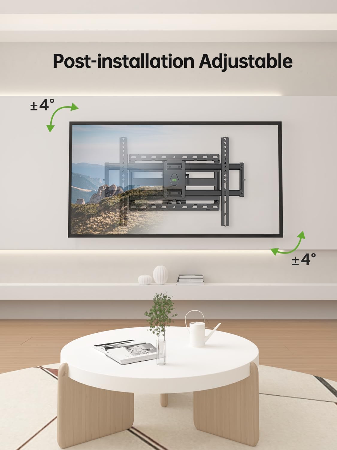 USX Mount Full Motion TV Wall Mount for Most 42-86 inch Flat Screen/LED/4K, TV Mount Bracket Dual Swivel Articulating Tilt 6 Arms, Fits 8” 12” 16" Wood Studs,Max VESA 600x400mm, Holds up to 132lbs - Image 6