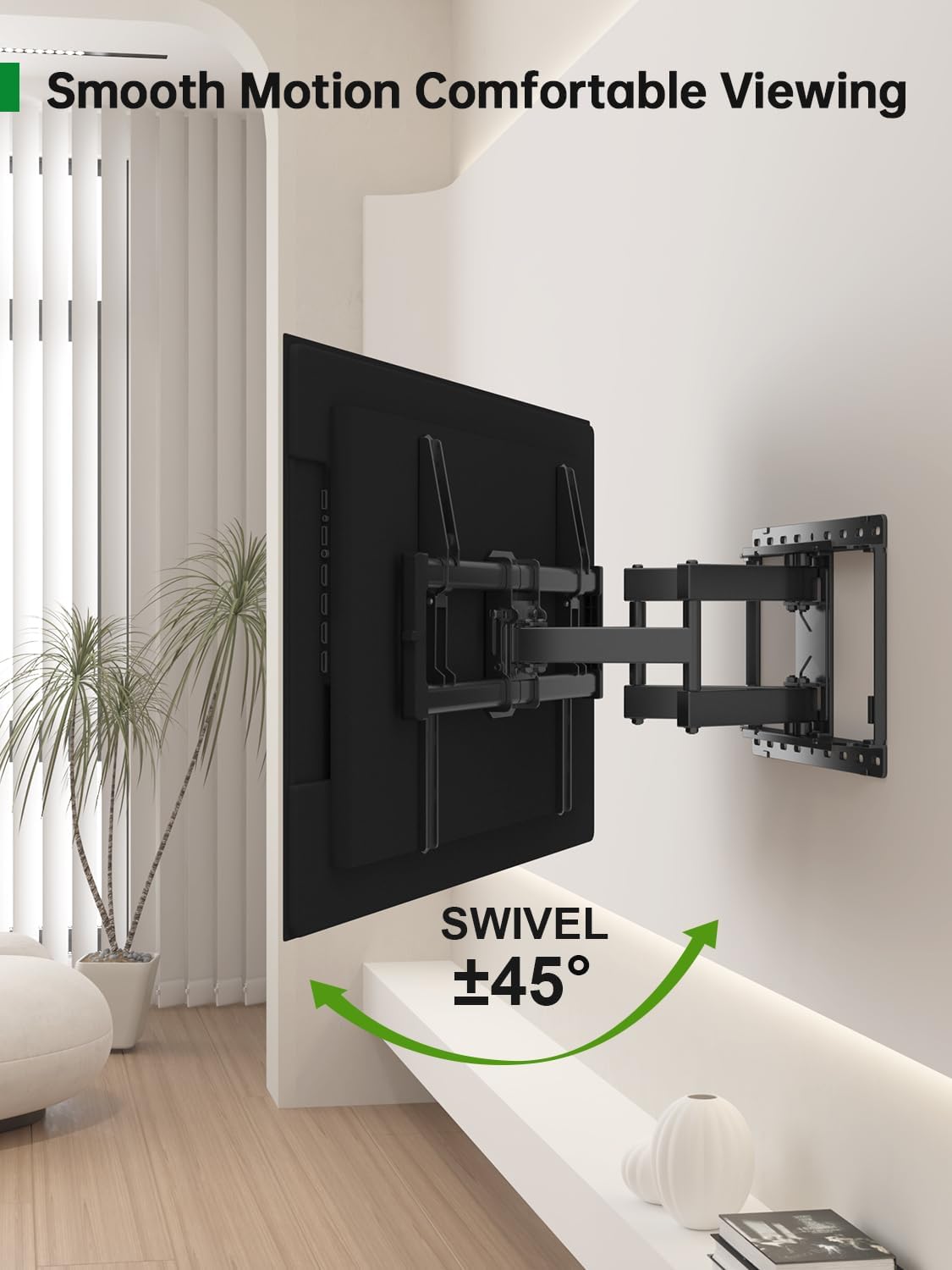 USX Mount Full Motion TV Wall Mount for Most 42-86 inch Flat Screen/LED/4K, TV Mount Bracket Dual Swivel Articulating Tilt 6 Arms, Fits 8” 12” 16" Wood Studs,Max VESA 600x400mm, Holds up to 132lbs - Image 8