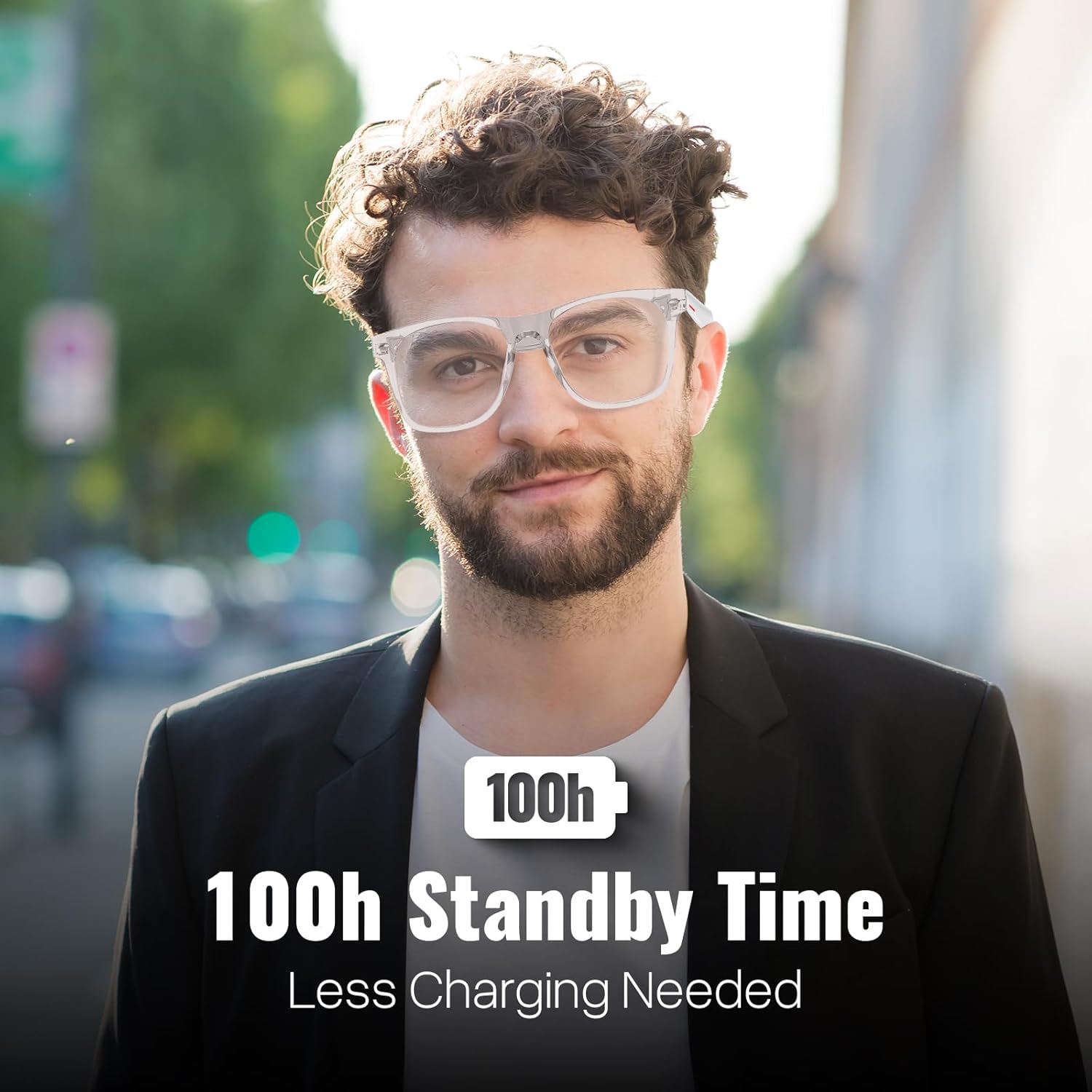 WGP Smart Glasses with AI Translation, Support 110+ Languages, Blue Light Blocking Glasses, Voice Recorder with App, Open Ear Headphones, Bluetooth Audio Glasses for Woman&Man(White) - Image 6