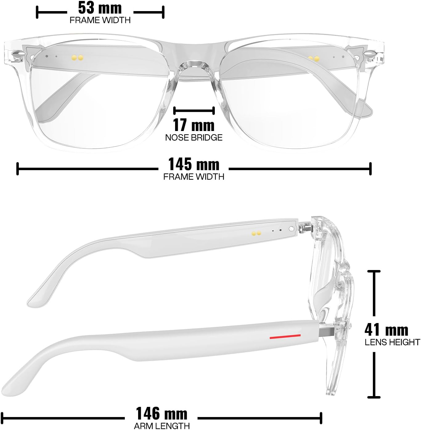 WGP Smart Glasses with AI Translation, Support 110+ Languages, Blue Light Blocking Glasses, Voice Recorder with App, Open Ear Headphones, Bluetooth Audio Glasses for Woman&Man(White) - Image 7
